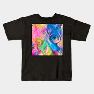 Retro Squiggle Colorful Pattern Kids T-Shirt